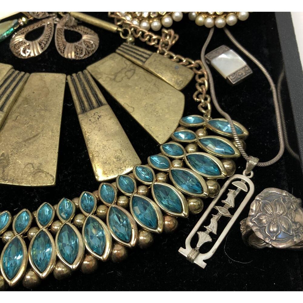 Eclectic Jewelry 21 Pieces, 925, Cartouche, MOP, Thailand, SL, India, Mexico